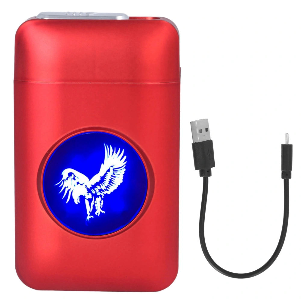 USB Rechargeable Cigarette Case Box with Windproof Lighter Holding 19pcs 84mm to 100mm Cigarettes Red Eagle