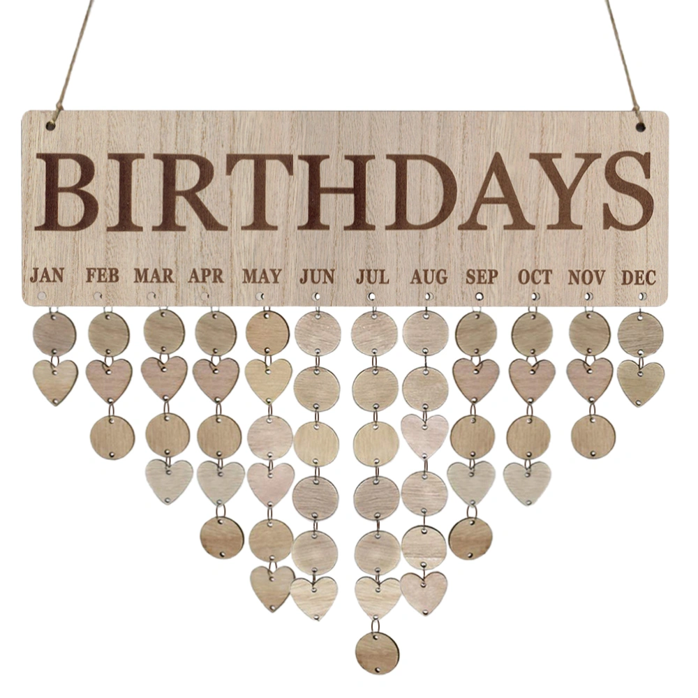 Family Birthday Calendar with Tags Wooden DIY Wall Hanging Board Birthday Reminder Calendar Plaque Gifts for Mom