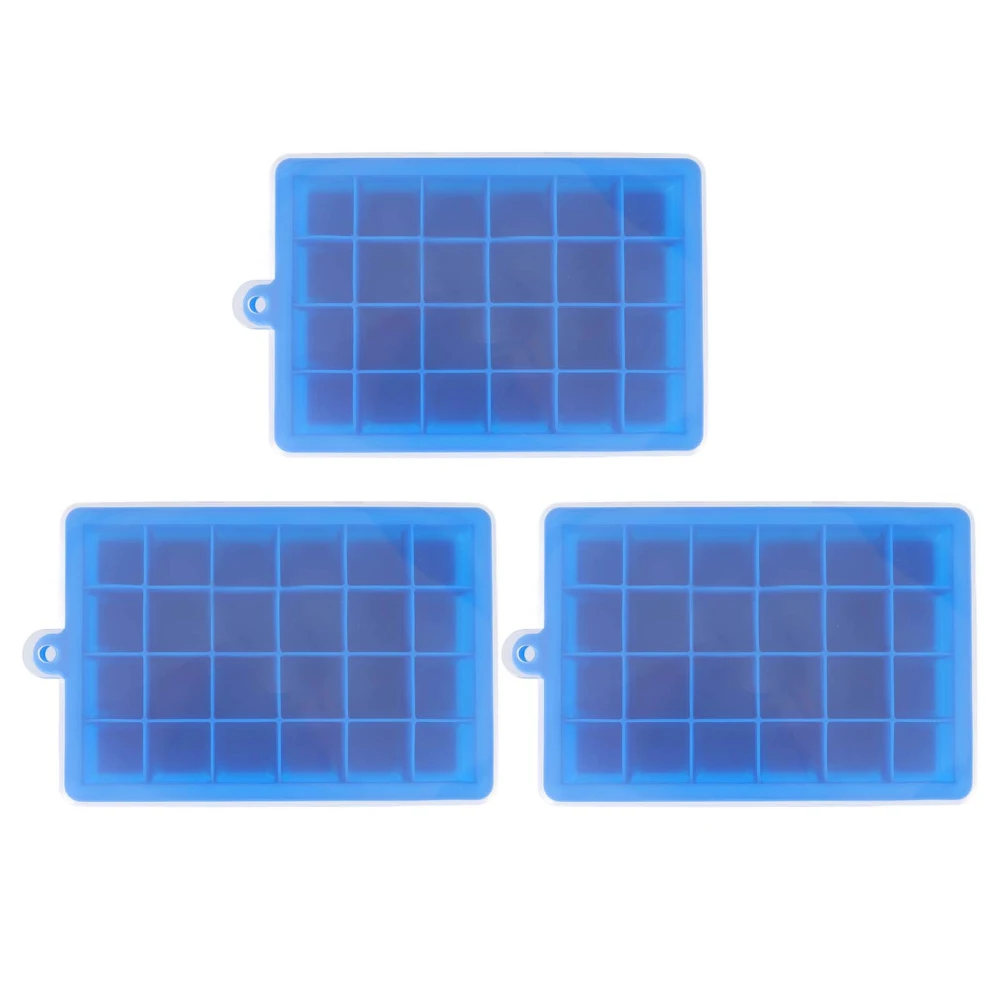 3PCS Ice Cube Tray Reusable 24 Grids Ice Cube Mold with Removable Lid Easy Demoulding Silicone Ice Cube Maker for Whiskey Blue