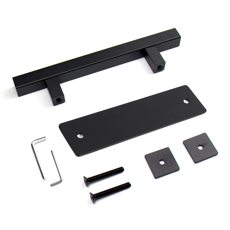 Sliding Barn Door Handle Flat Back Plate Double Sided Rectangular Black Door Pull Handle