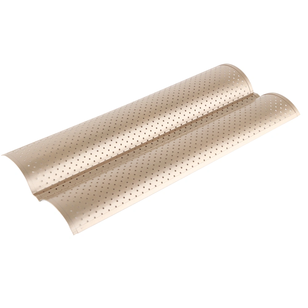 Baguette Pan 2 Slots Nonstick Food Grade Carbon Steel Perforated Design French Baguette Baking Pan for Home Baguette