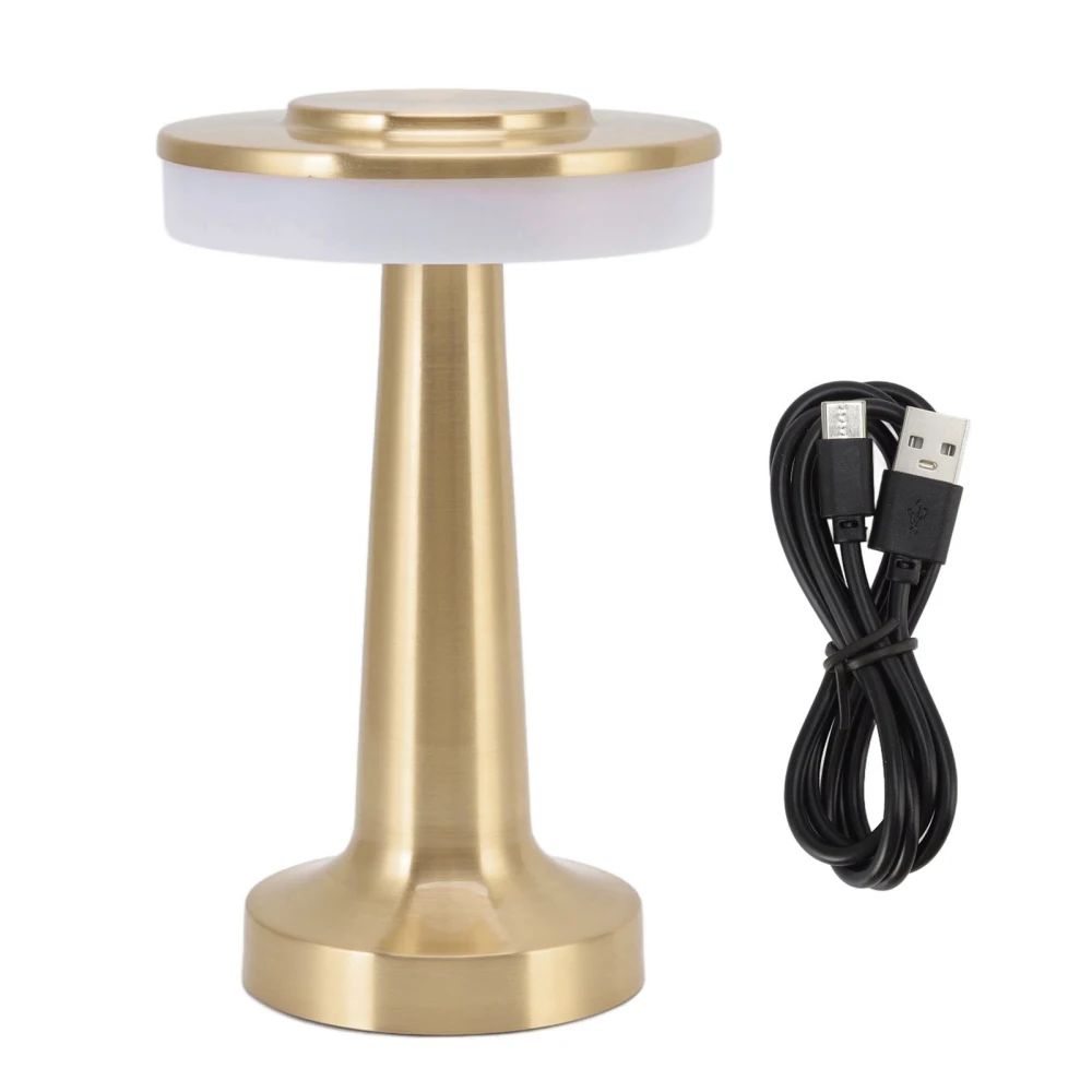 Portable LED Table Lamp Retro Touch Control 3 Levels Color Temperature Rechargeable Table Lamp Night Light for Hotel Gold