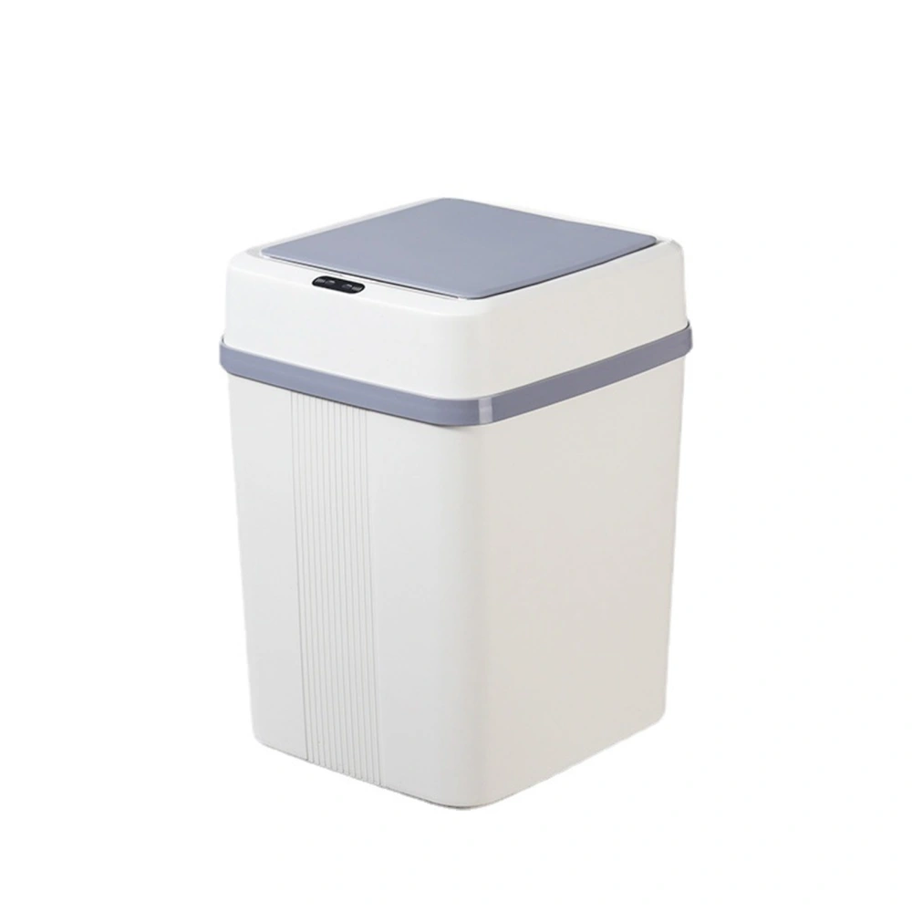 Trash Can 12L Smart Sensor Stable Dealing Cover Simple Style Automatic Touchless Garbage Bin for Home White Battery Powered