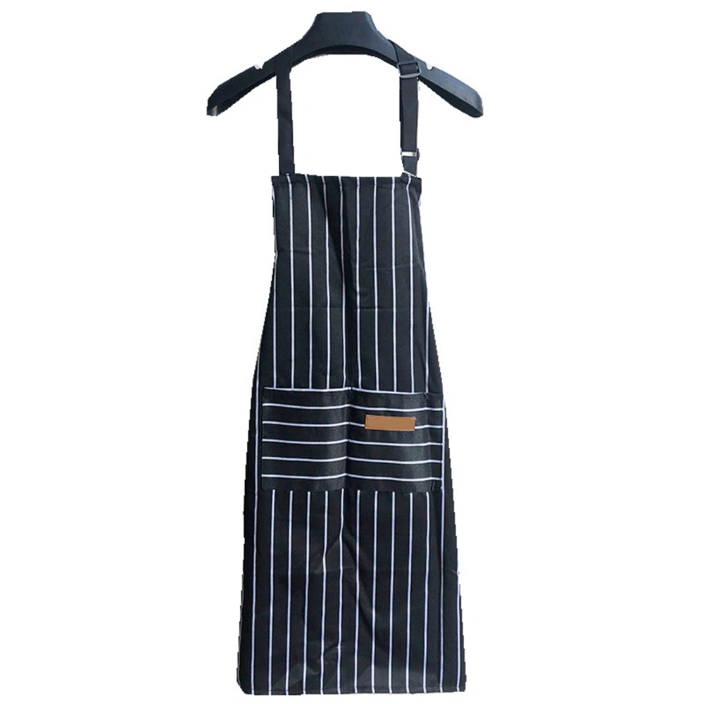 2 Pcs Kitchen Cooking Apron with 2 Pockets Adjustable Bib Chef Apron for Men Women Black Strip