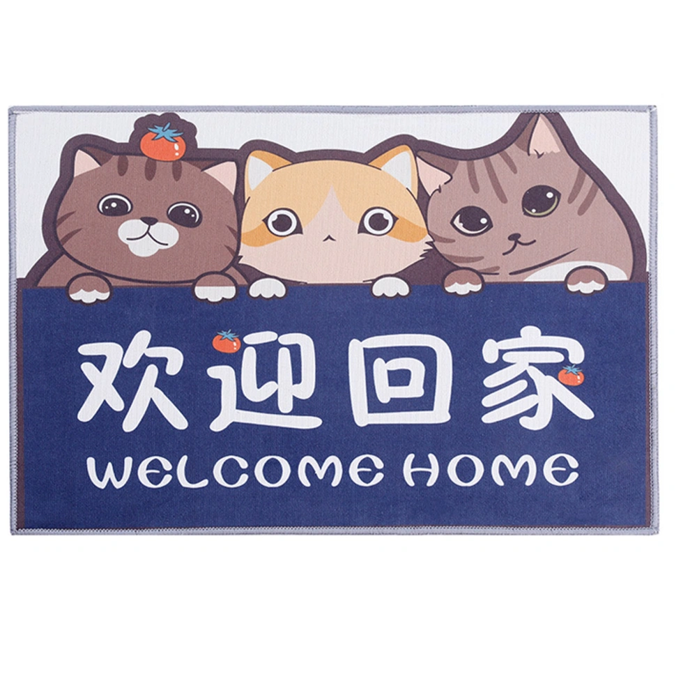 Floor Mat Non Slip Cute Osmosis Prevention Cartoon Ground Mat Crystal Velvet for Bedroom Restroom Cats