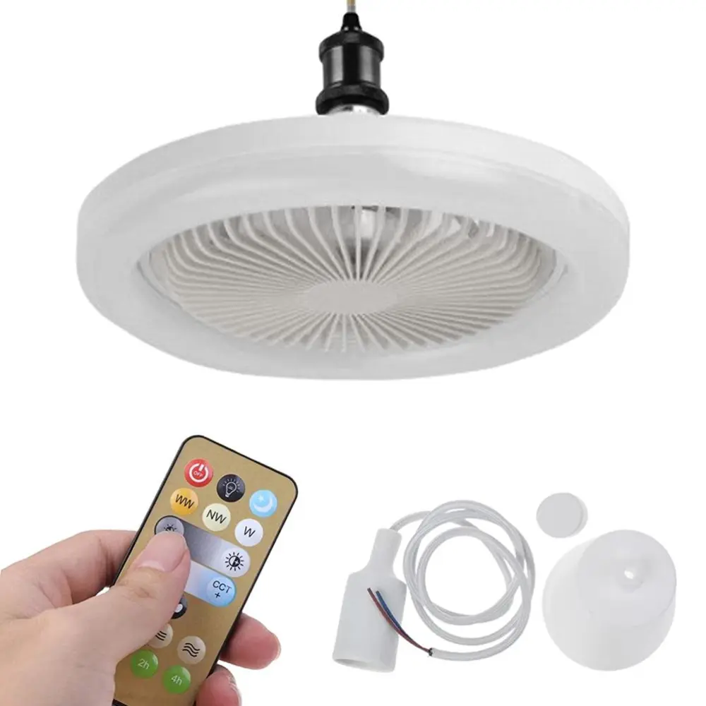 Ceiling Fans with Lighting 30W Dimmable Fan Lamp Modern Smart E27 Lamp Head Fan Light for Home Bedroom Living Room