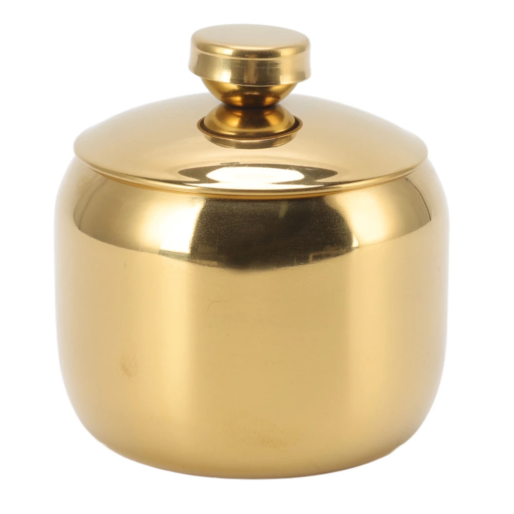 Stainless Steel Gold Seasoning Condiment Pot Spice Salt Sugar Pepper Container Jar Storage Organizer with Lid Gold