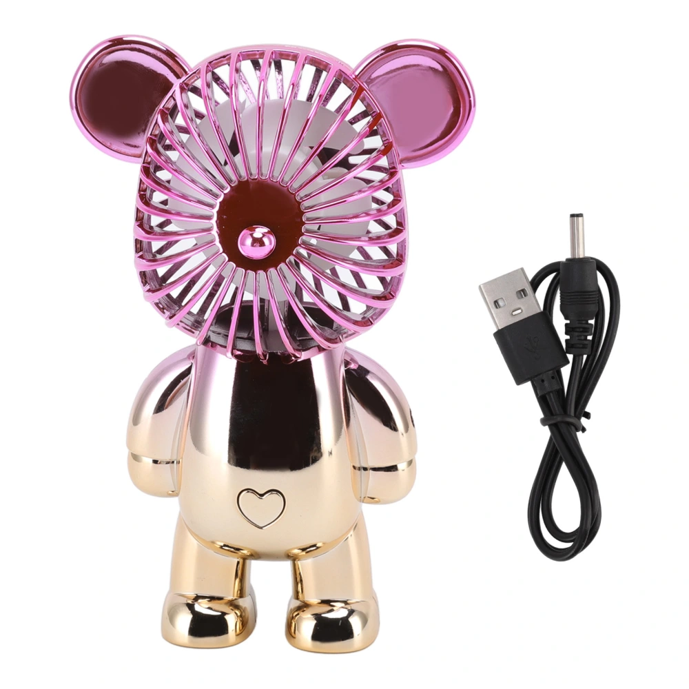 Electric Fan Hand Held Portable Cute Cartoon Electric Fan USB Charging Bear Shape for Office Bedroom and Study A4