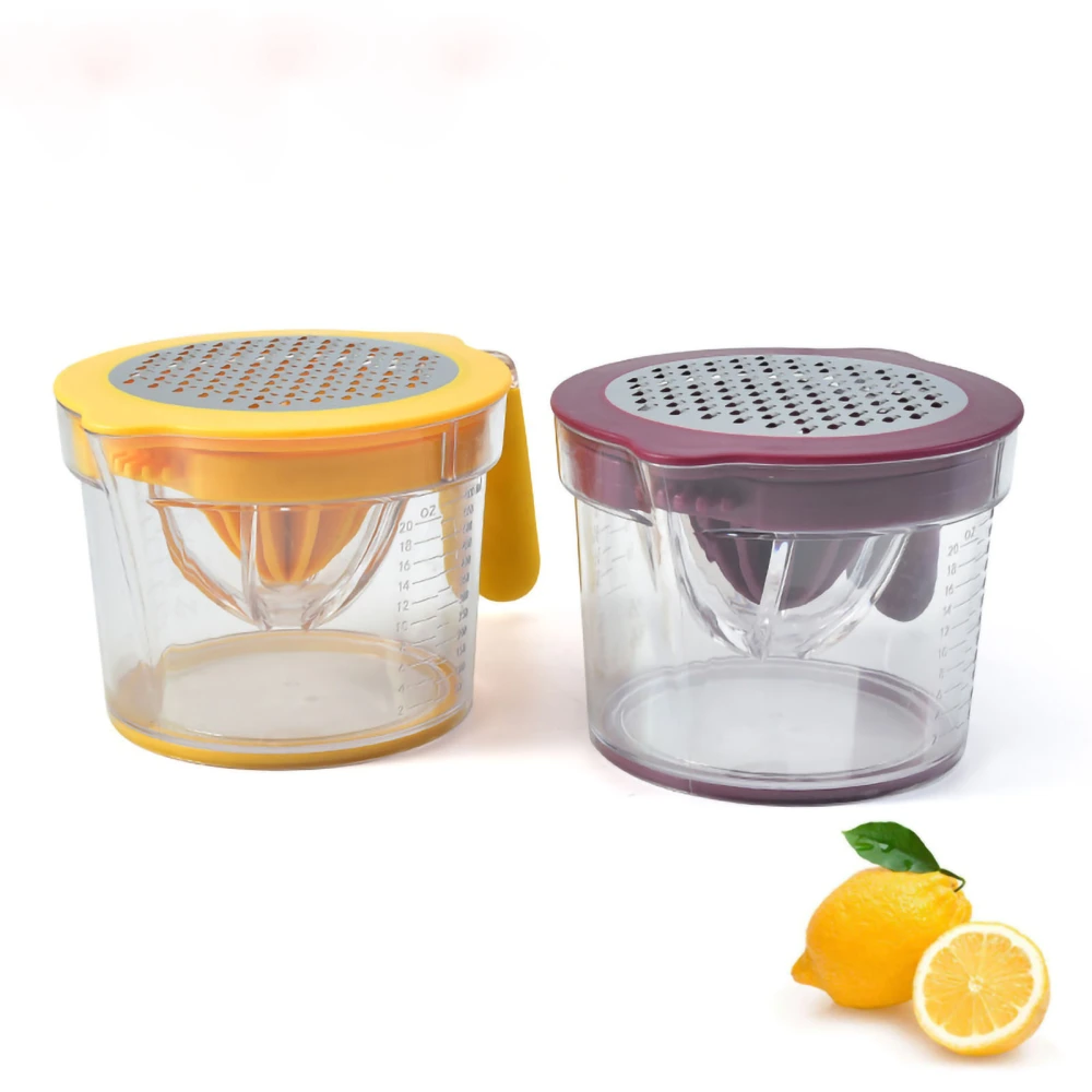 Hand Juicer 600ml Transparent With Scale Egg Separator Stainless Steel Citrus Juicer for Kitchen Office Travel Yellow