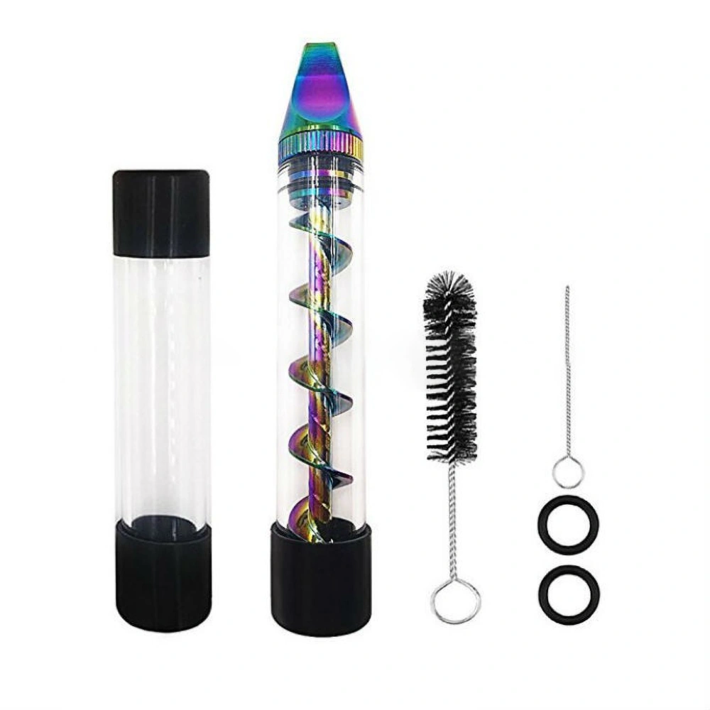 Mini Spiral Tobacco Pipe Flat Mouth Smoking Tube Glass Atomizer Set with Cleaning Tools