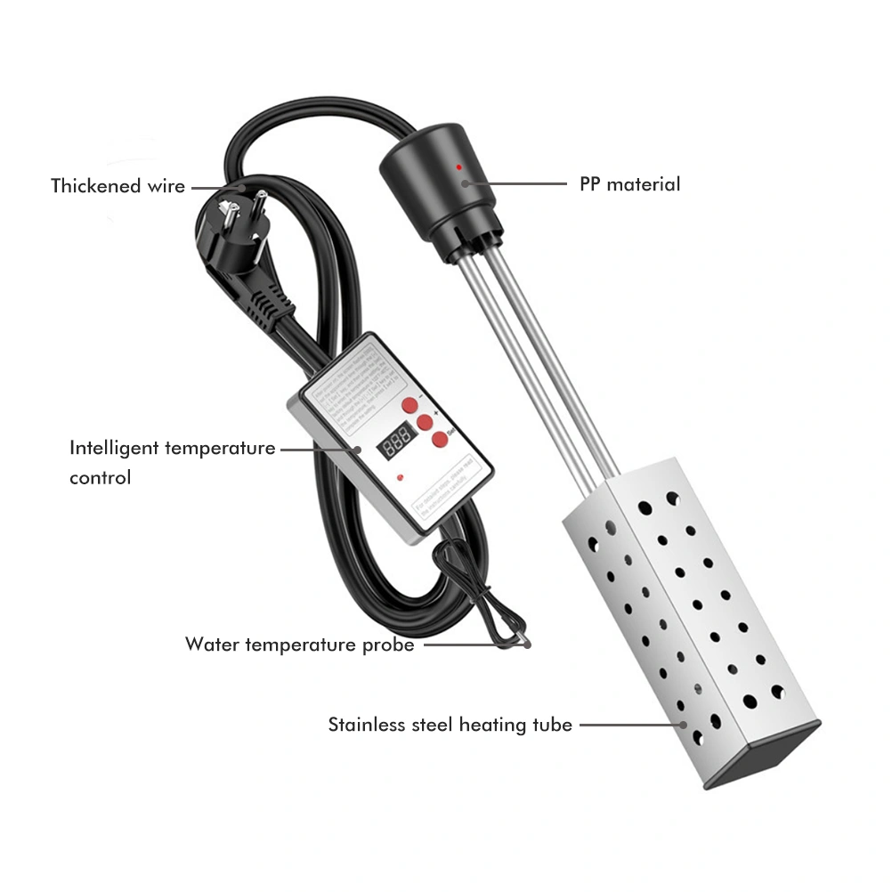 Electric Immersion Heater Bucket Water Heater Household High Power Submersible Pool Bathtub Heater with Thermostat Auto Shutoff