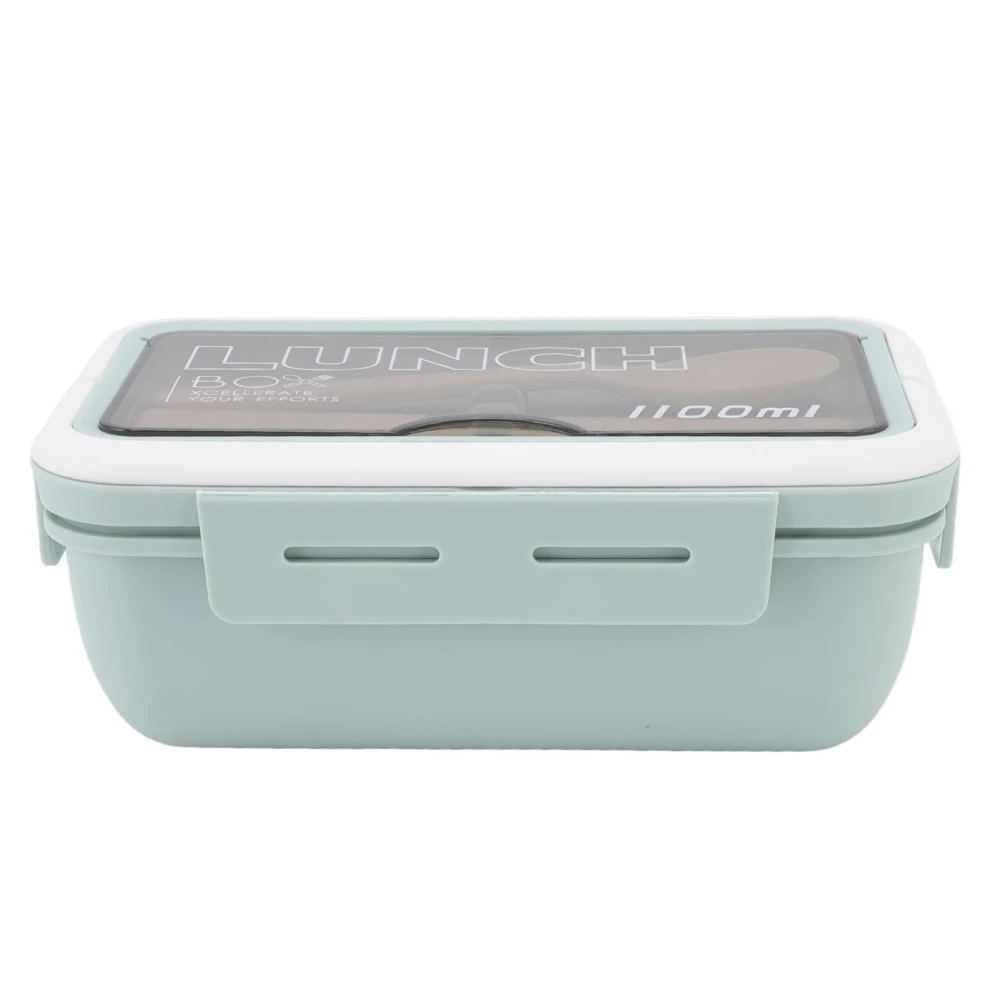 Compartment Lunch Box 2 Compartments 1100ml Loveliness Adult Bento Box with Spoon Chopsticks for Office School Green