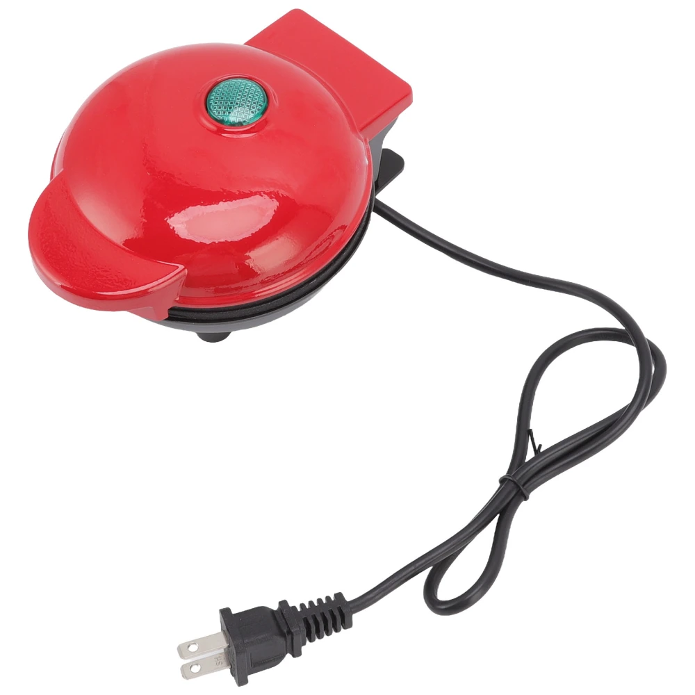 Waffle Maker Red Home Mini Non Stick Waffle Maker Machine Portable Breakfast Maker US Plug 100‑120V Round