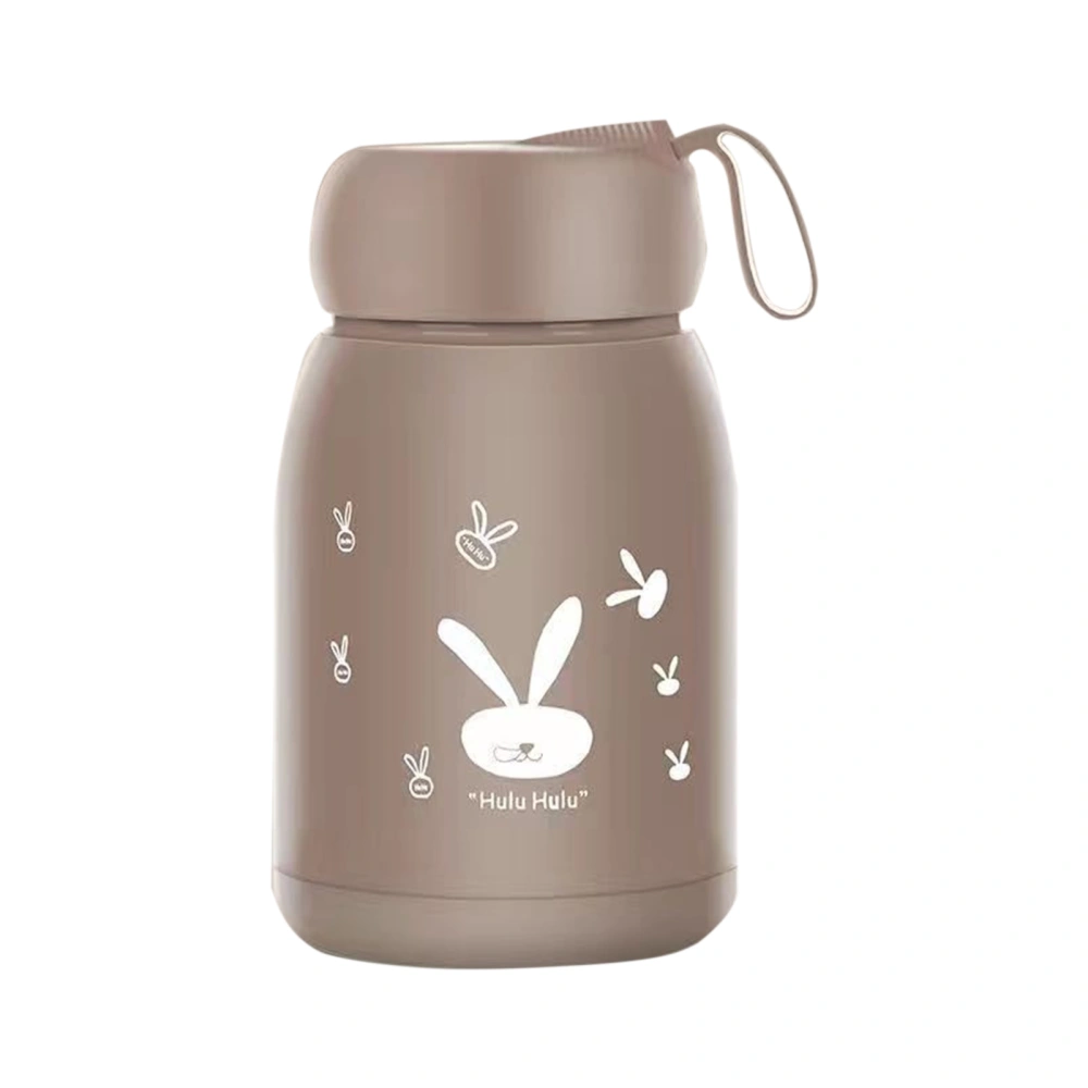 Double Layer Insulated Mug 330ml Good Sealing Small Portable Cute Rabbits Insulated Mug for Travelling Outdoor SportsBrown