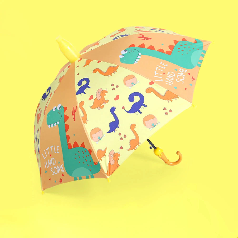 Cartoon Long Handle Umbrella Fully Automatic Cute Patterns Dual Use Cute Children Umbrella for Kids Kindergarten Dinosaur World