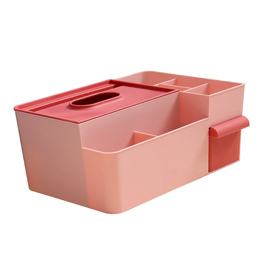 Tissue Box Holder Multi Functional Creativity Tissue Box Cover Coffee Table Paper Remote Control Storage Box for Home Pink with Red