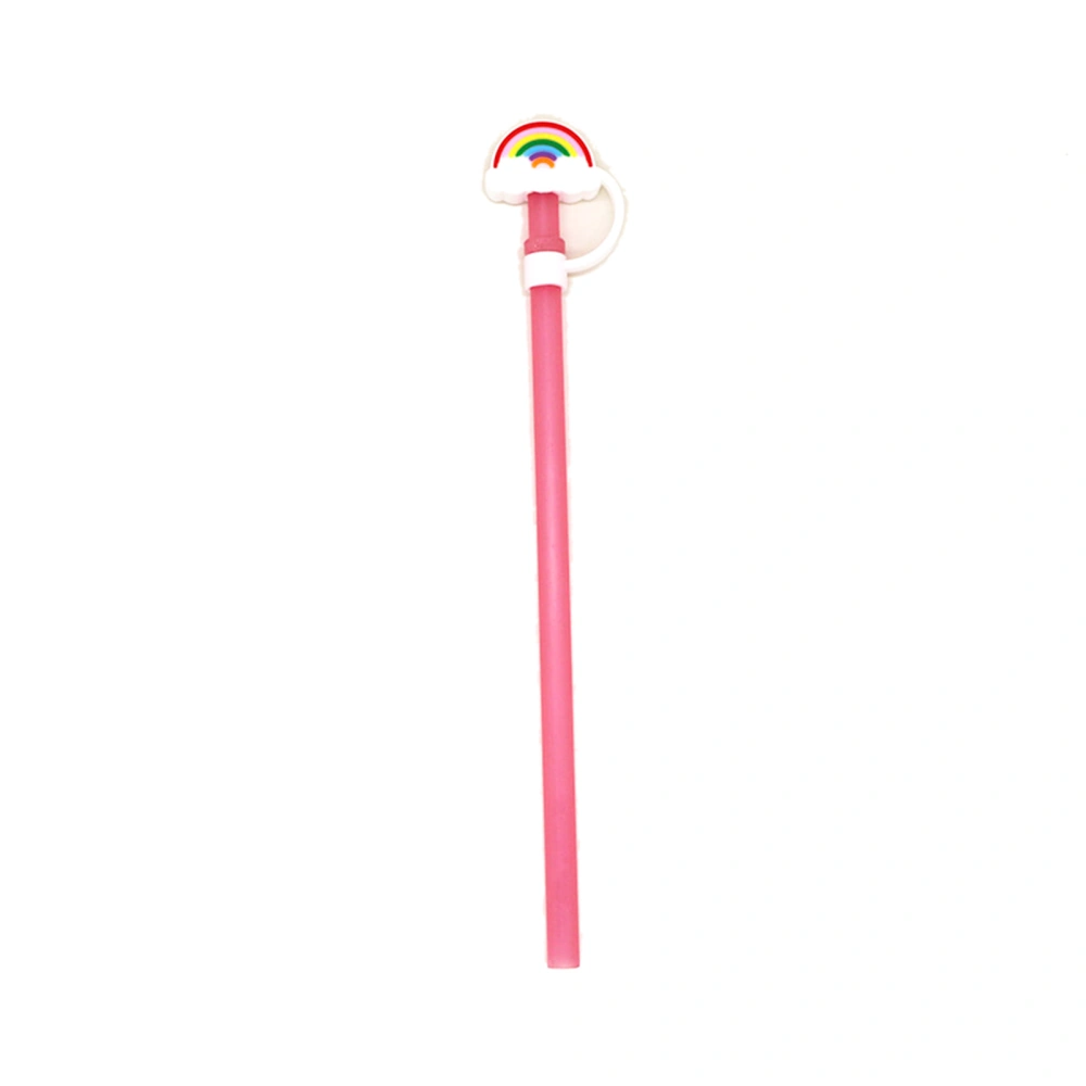 Straw Tips Cover Silicone PVC PP Dustproof Reusable Portable Straw Plugs for Kids Families(Rainbows [Straw Color Random] )