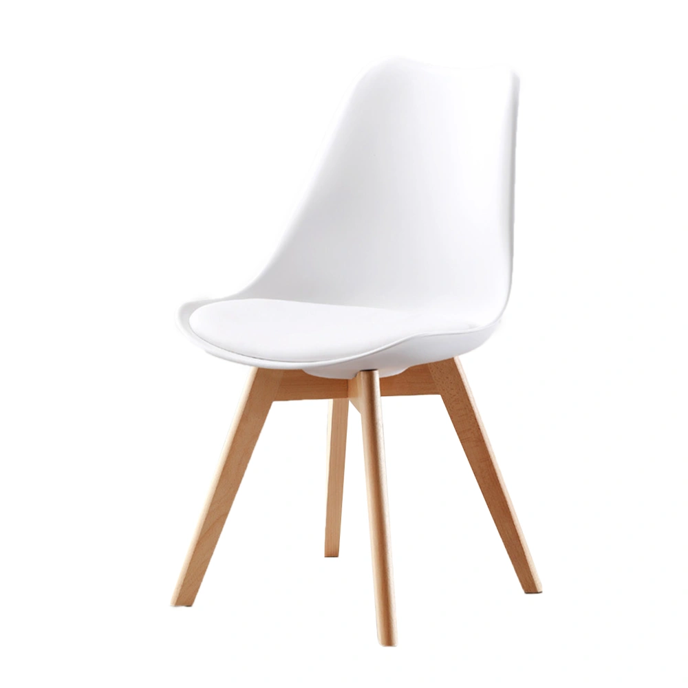 1Pc Modern Shell Chair with Wood Legs Mid Century Side Chair for Dining Living Room Bedroom