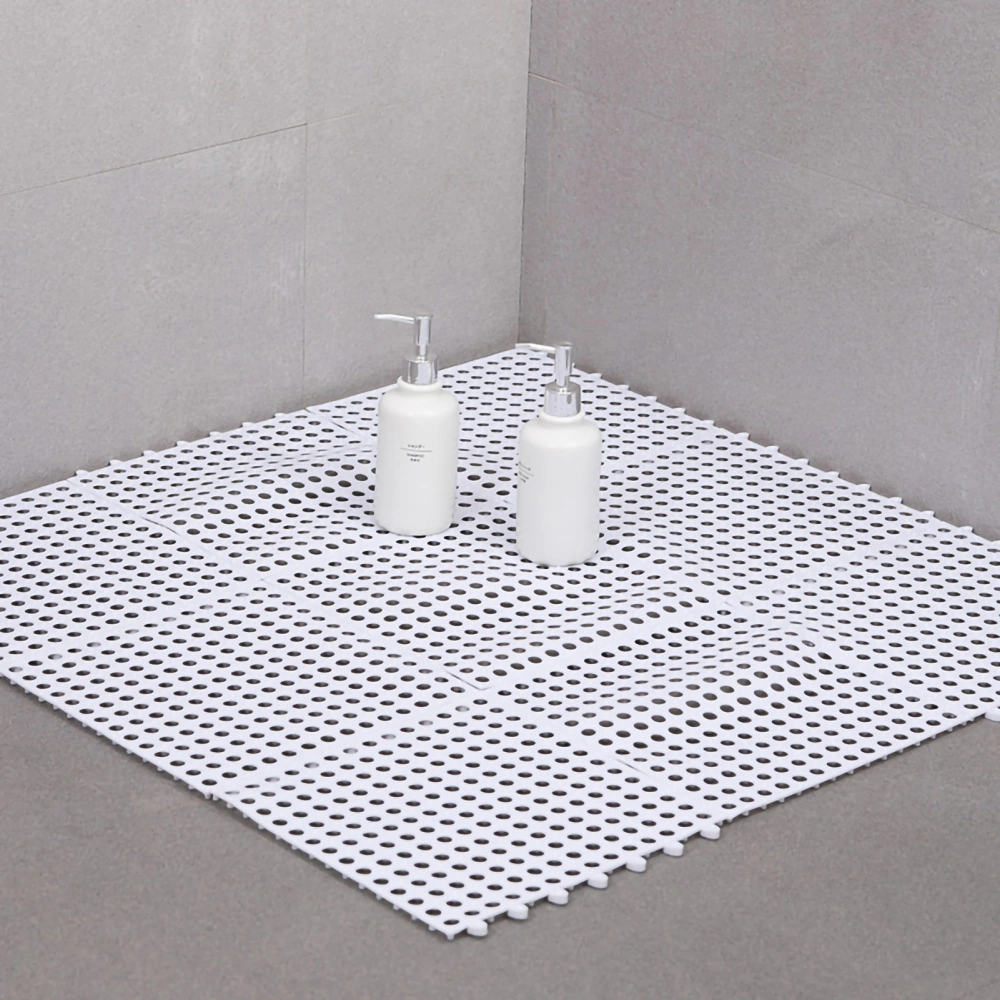 Bathroom Mat 30 X 30cm Prevent Slipping Spliced Comfortable Indoor Bath Mat for Bathrooms Kitchens ResidencesWhite