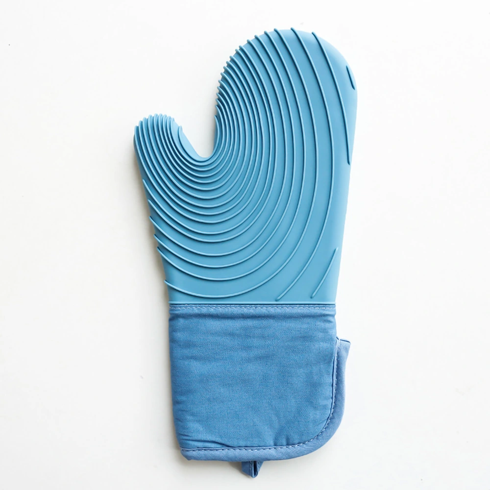 Silicone Oven Mitt Slip Proof Heat Resistant Kitchen Microwave Glove Waterproof Oven Mitt Light Blue