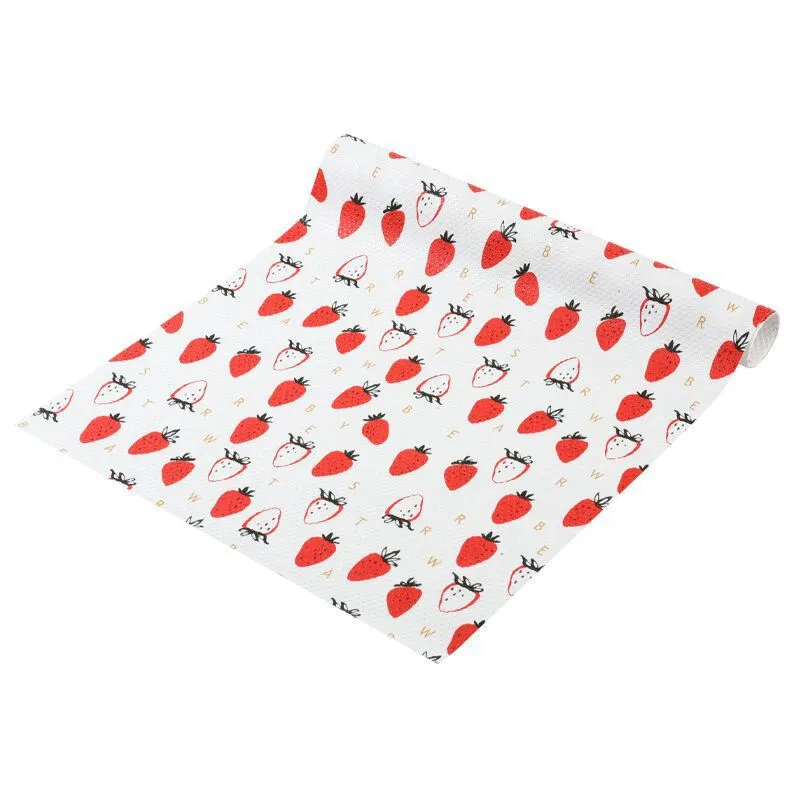 Shelf Liner Colorful Waterproof Oil Stain Proof Cabinet Mat Cuttable Drawer Liner for Home Strawberry Pattern