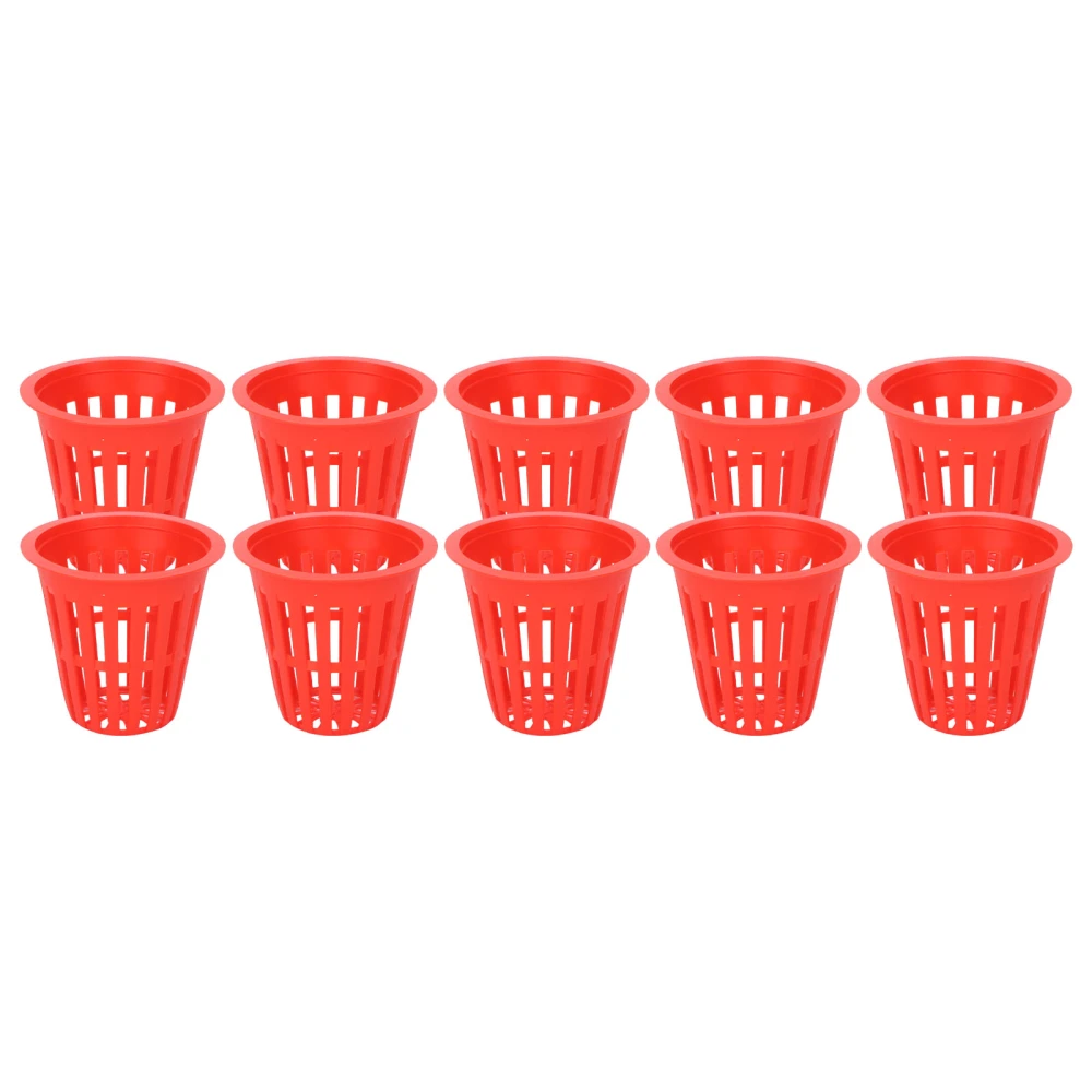 10PCS Planting Basket Hydroponic Cultivation Basket Plastic Plant Mesh Cup for Balcony GardenRed