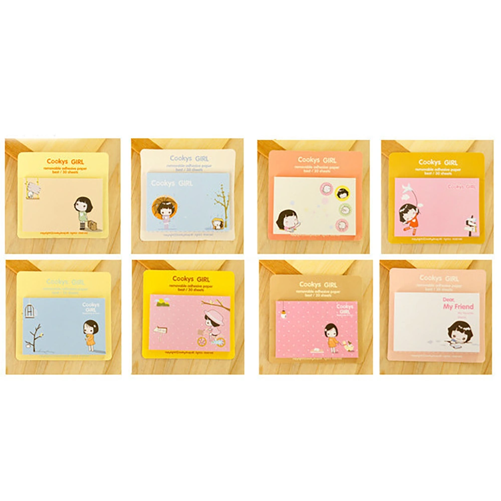 Cute Cartoon Sticky Notes Portable 20 Sheet Self Stick Notes Creative Square NotepadGirl Series