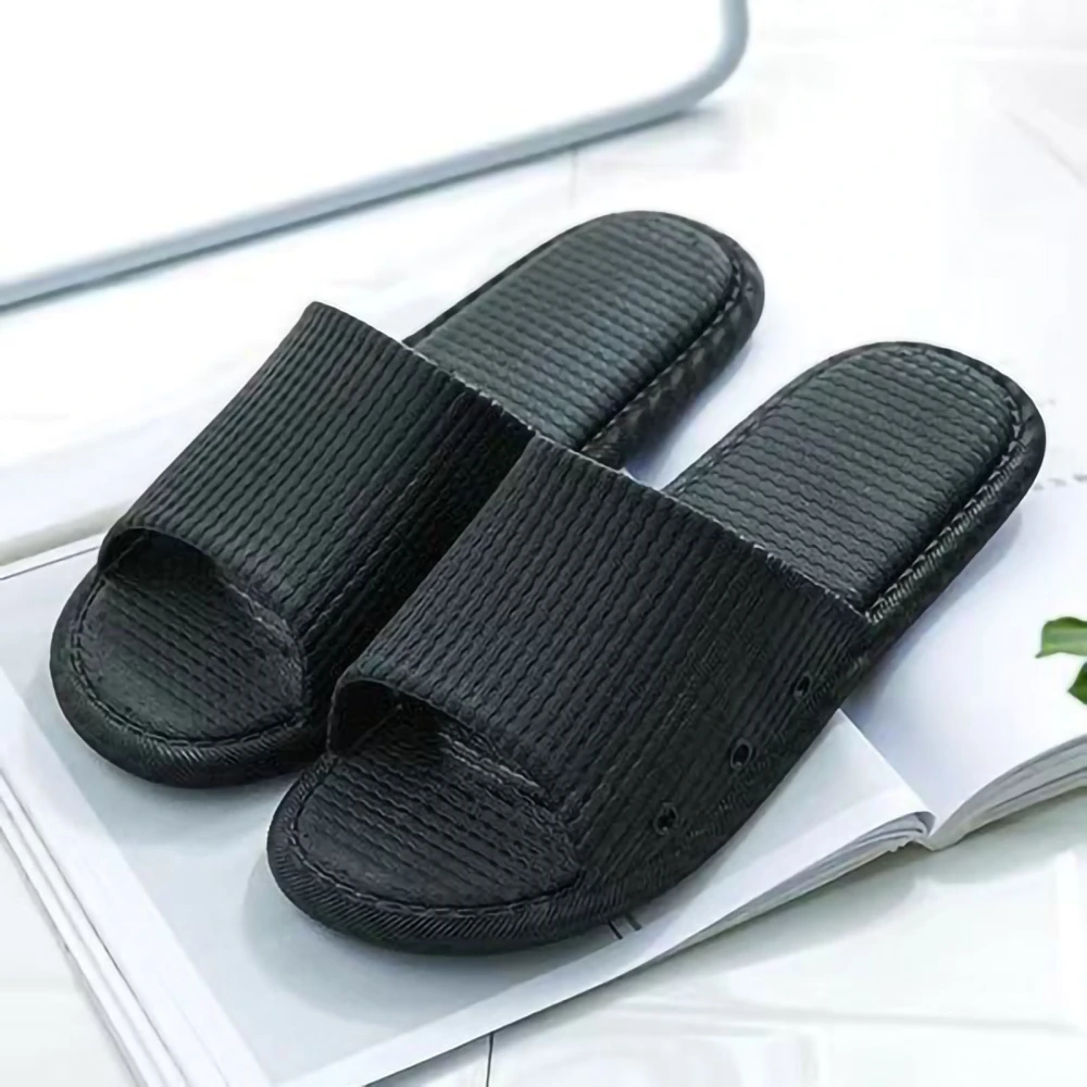 Bathroom Slippers Unisex Slip Proof Shower Sandals Summer Indoor Soft Silent Slippers Black 40‑41 Size(for 39‑40)