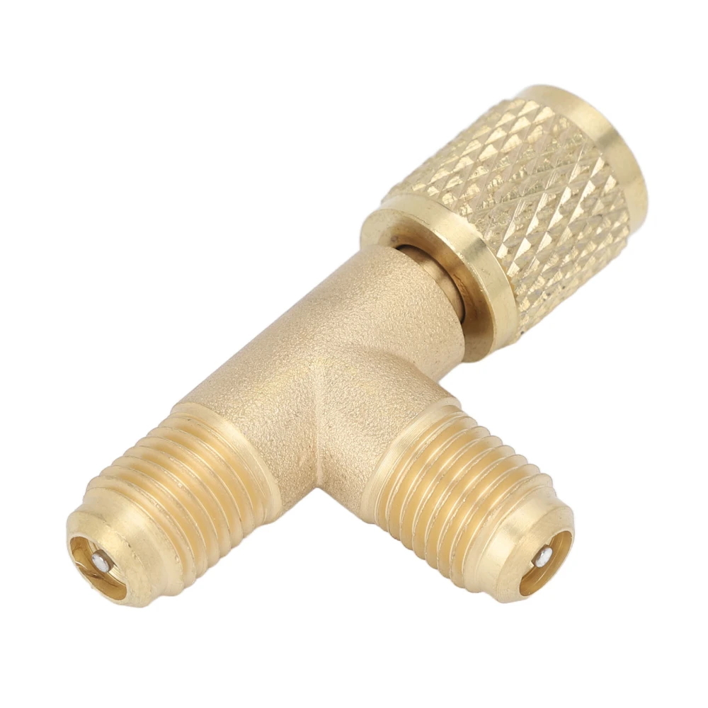 Quick Coupler Tee Adapter with Valve Core Brass 1/4in SAE Sturdy Structure for R22 R12 R134