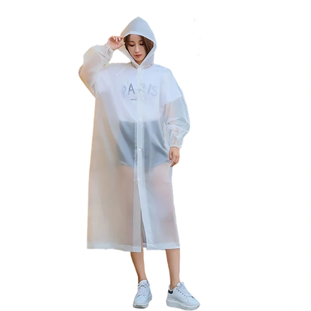 EVA Raincoat Non Disposable Outdoor Travel Portable for Adults 150g 18 Silk Frosted Extra Thick White Drawstring Type