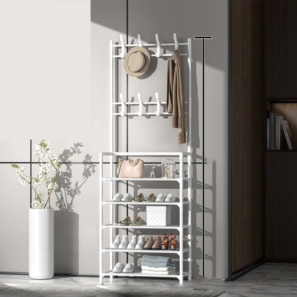 Standing Coat Rack Modern Metal Clothes Garment Hanging Storage Shelf Hanger for Entrance Hall 60cm 5 Layer White