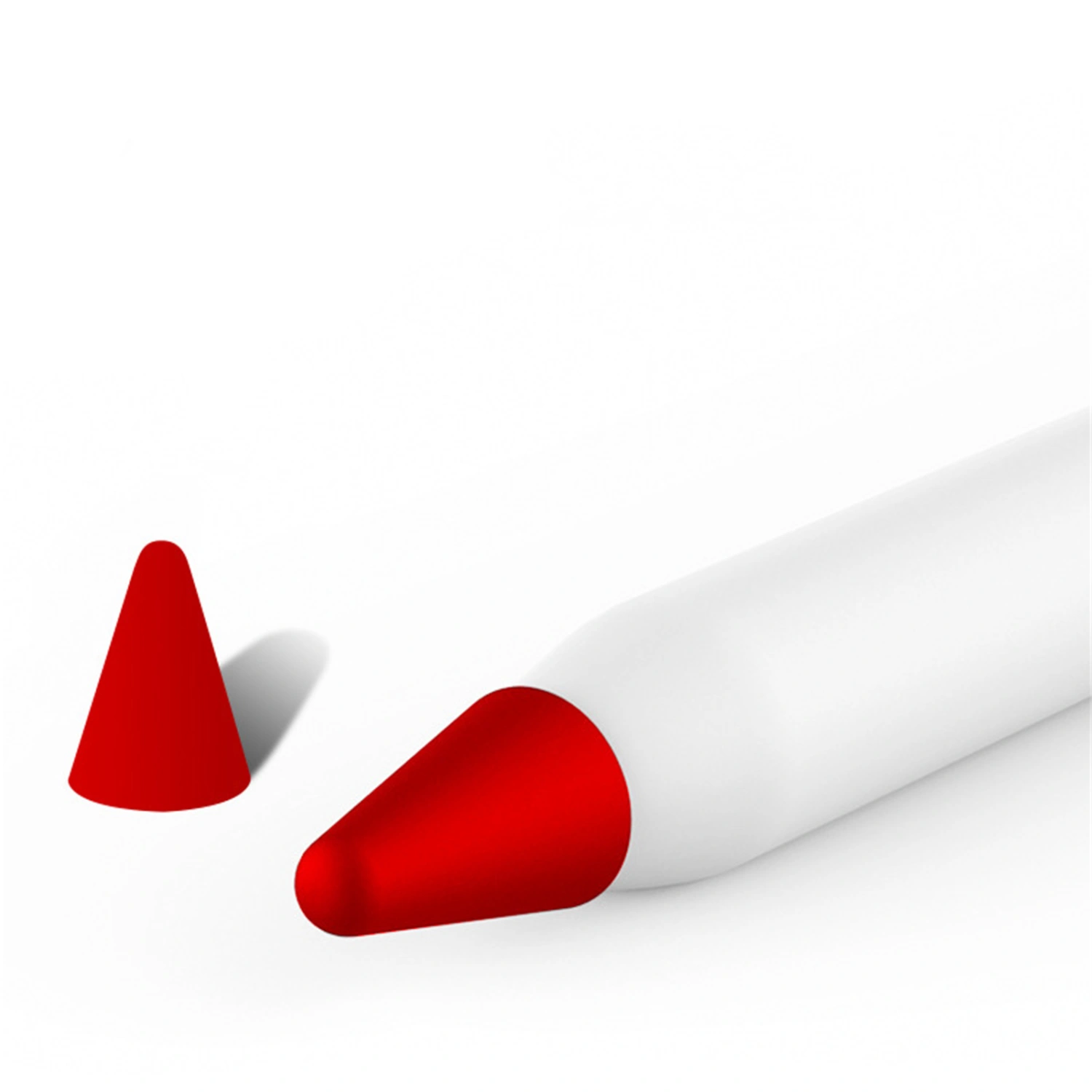 Pencil Tip Cover Silica Gel Soft Wearproof Pen Nib Cap Writing Protection AccessoriesRed for IOS