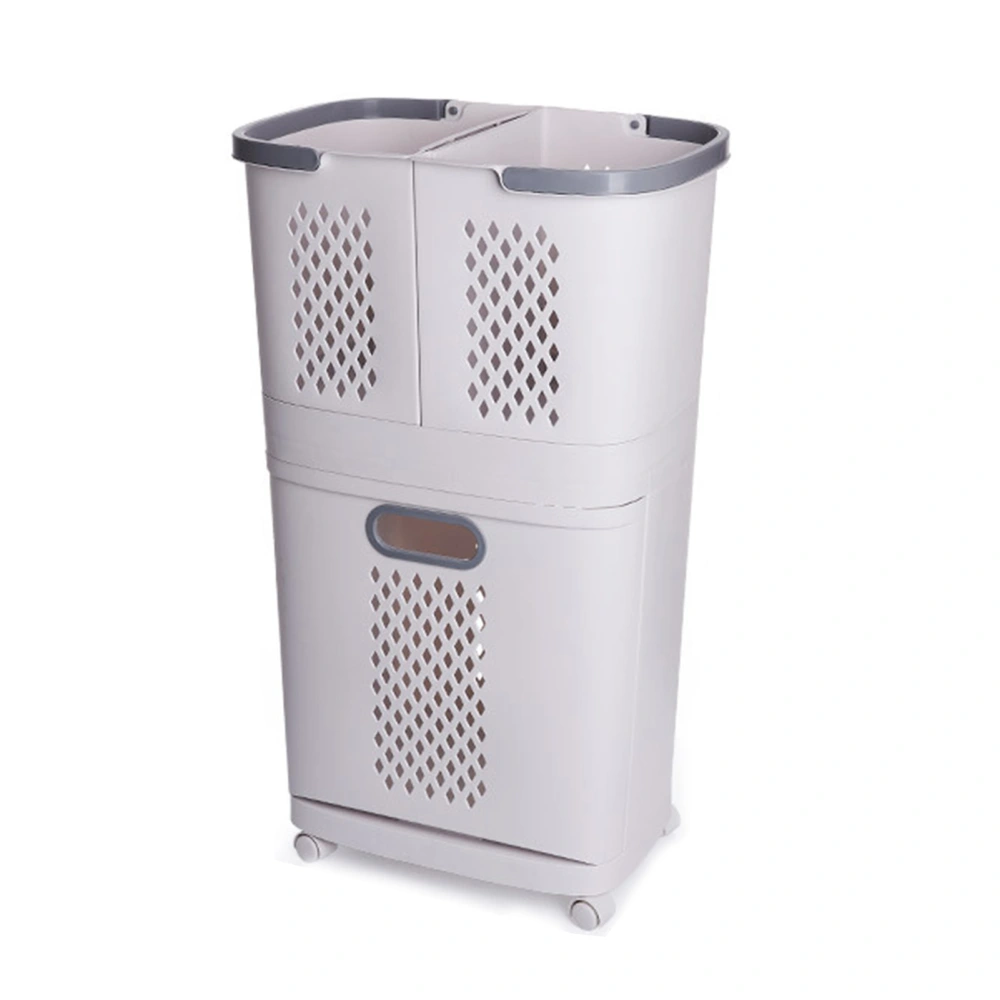 Laundry Basket Bottom Opening Closing Design Dirty Clothes Hamper with Storage Shelf for Bathroom