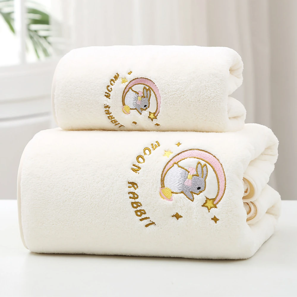 Bath Towel Coral Fleece Water Absorption Soft Thicken Shower Towel for Home Beach Beige 70x140