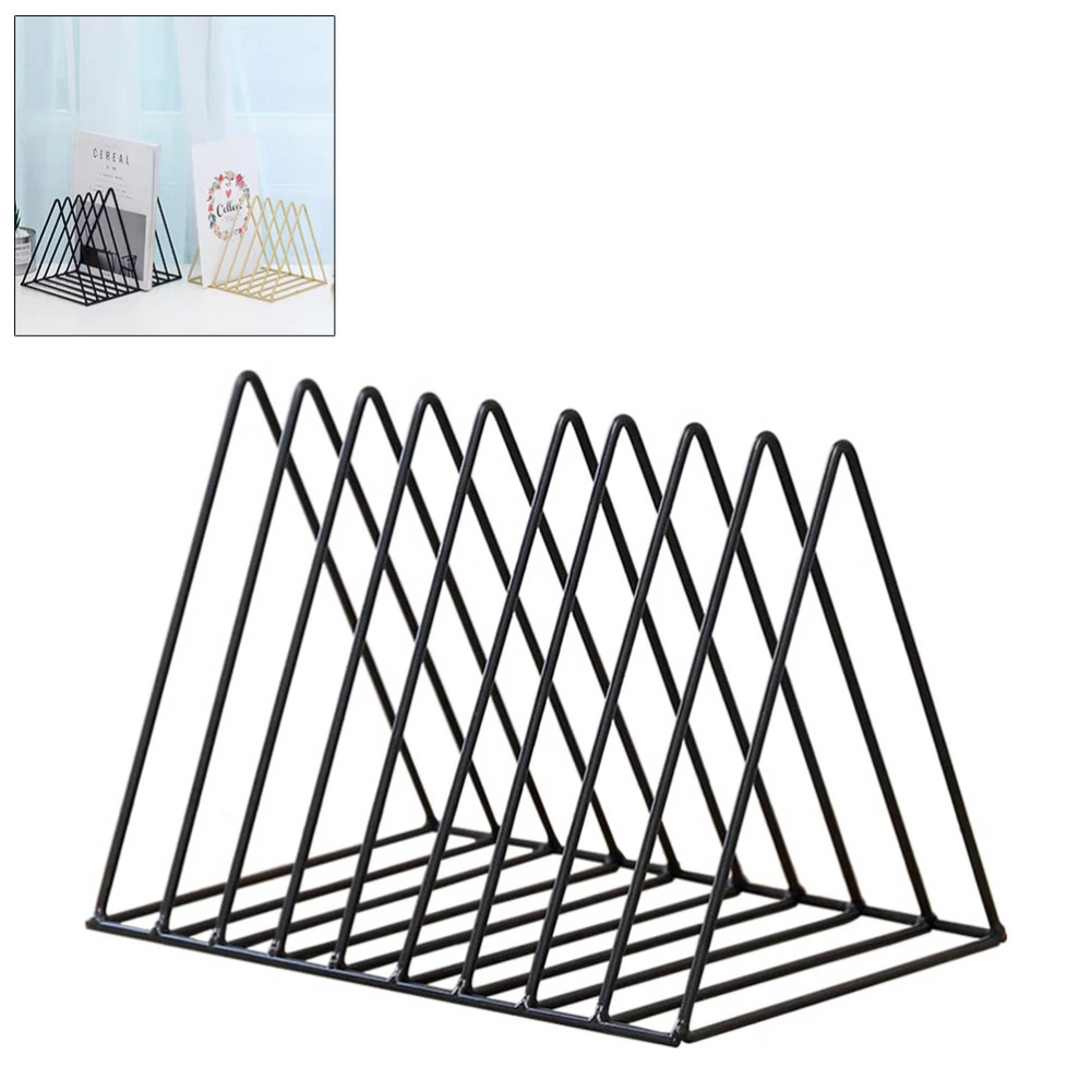 Nordic Triangle Wrought Iron Desktop Storage Rack Shelf File Magazine Home Office Rack