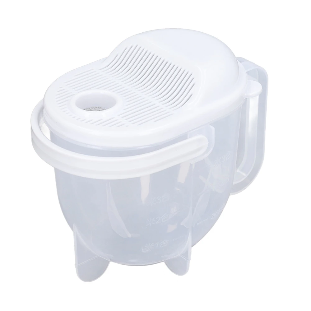 Rice Washing Bowl Water Flush Type ABS Clear Scale Fine Strainer Auxiliary Handle Rice Cleaning Basket for Kitchen