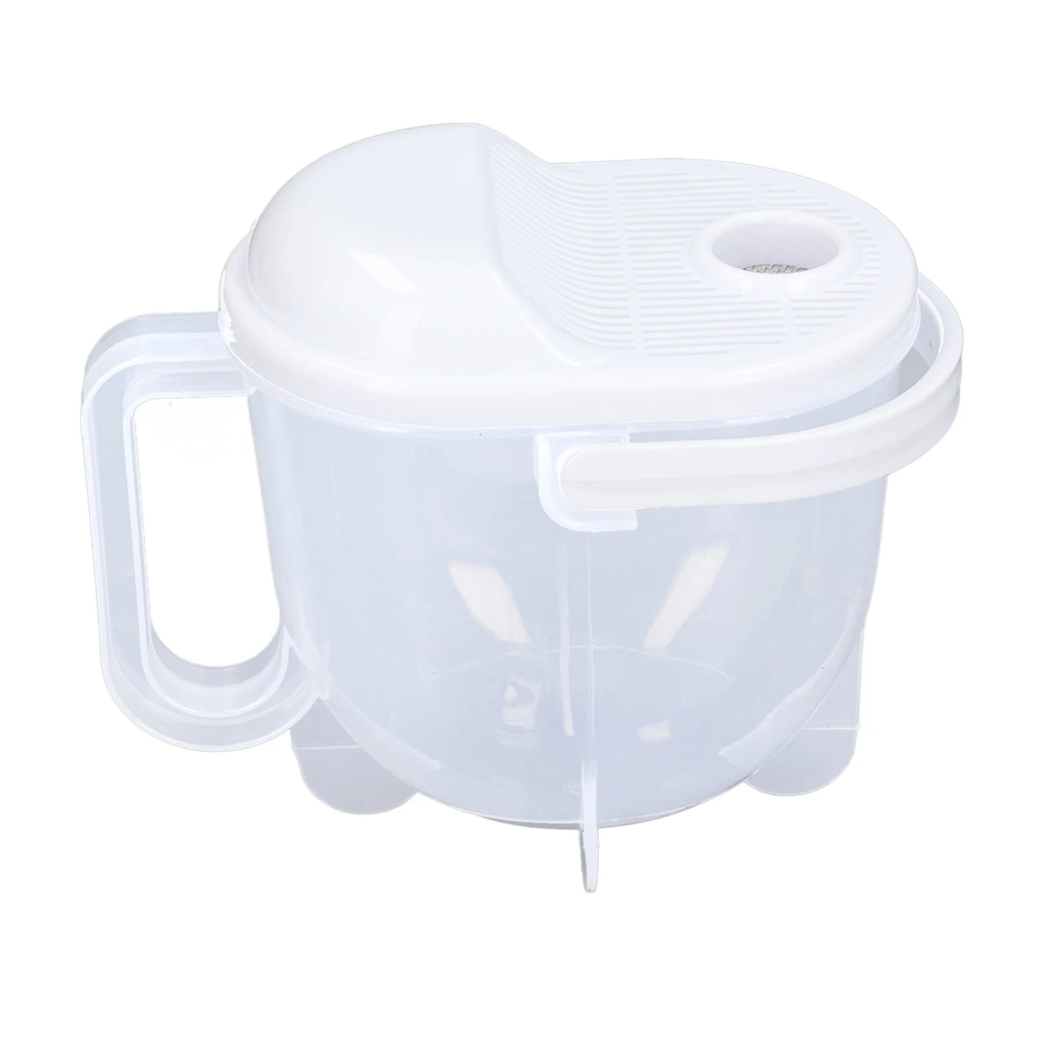 Rice Washing Bowl Water Flush Type ABS Clear Scale Fine Strainer Auxiliary Handle Rice Cleaning Basket for Kitchen
