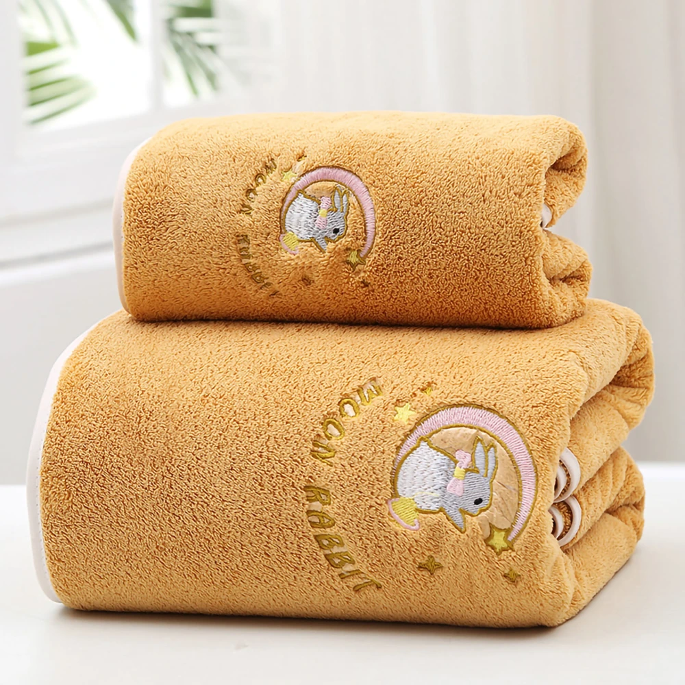 Bath Towel Coral Fleece Water Absorption Soft Thicken Shower Towel for Home Beach Ginger Yellow 70x140