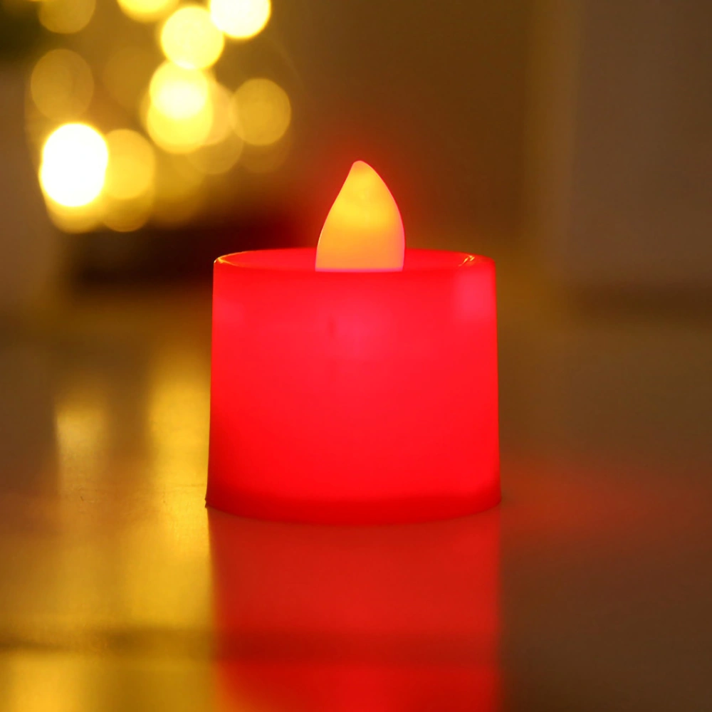 LED Candles Plastic Material Romantic Style Smoke Free Tea Lights Battery Operated for Indoor OutdoorRed Shell