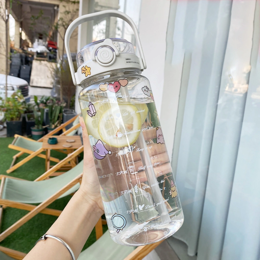 Large Water Bottle 2 Drinking Methods PC PP Material Clear Scale Portable Matte Large Water Jug with Straw for FitnessWhite 1500ml