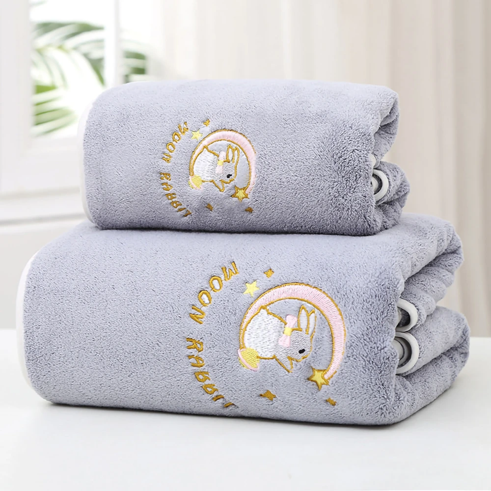 Bath Towel Coral Fleece Water Absorption Soft Thicken Shower Towel for Home Beach Grey 70x140