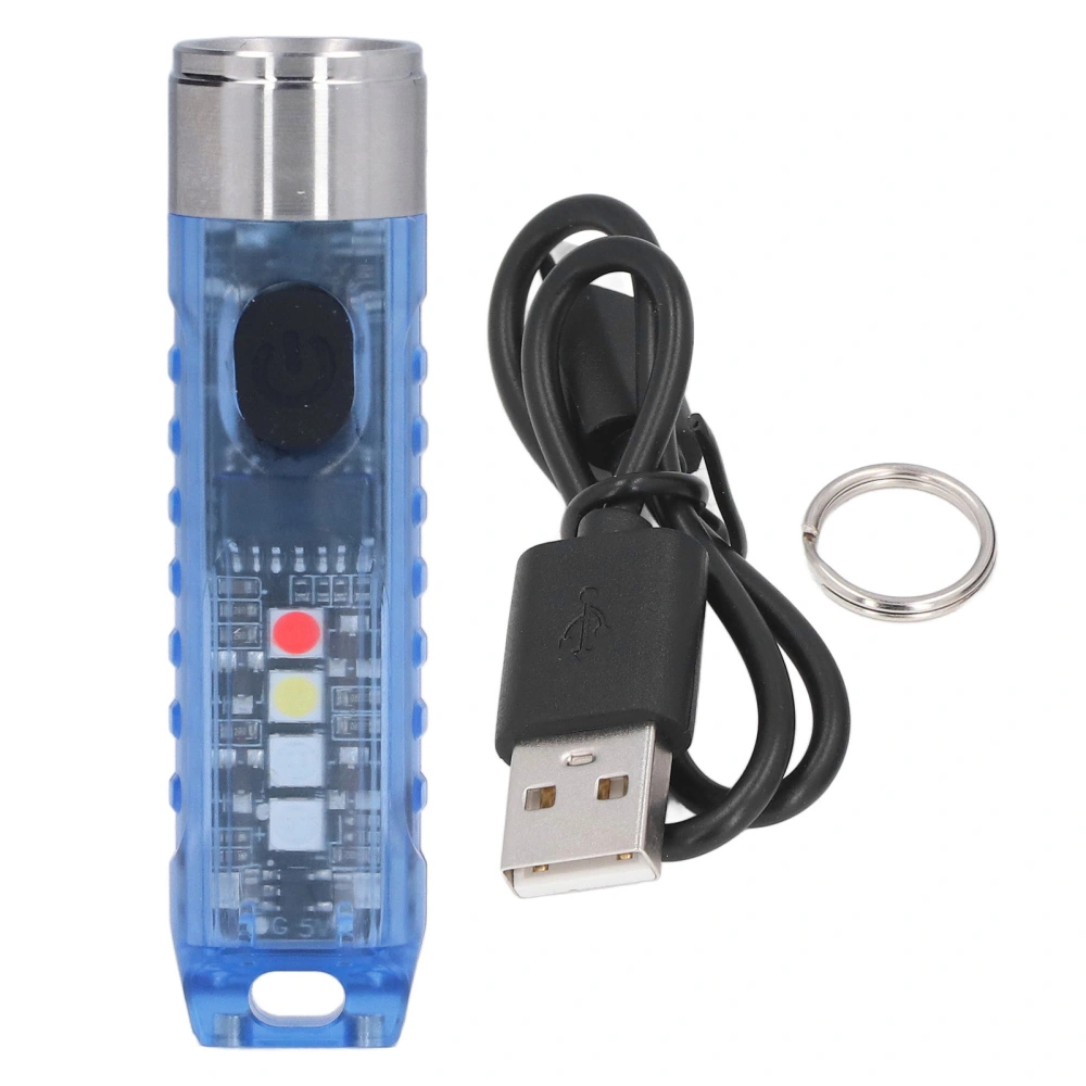 Keychain Flashlight 10 Lighting Modes 5LED TYPE C Fast Charging IP65 Waterproof Portable Keychain Light with Magnetic Base Blue