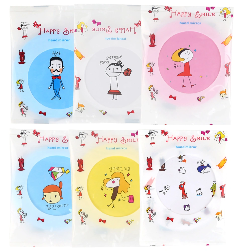 Compact Mirror Cartoon Mini Round Portable Vanity Mirror for Birthdays Christmas WeddingsColorful Bag Pattern