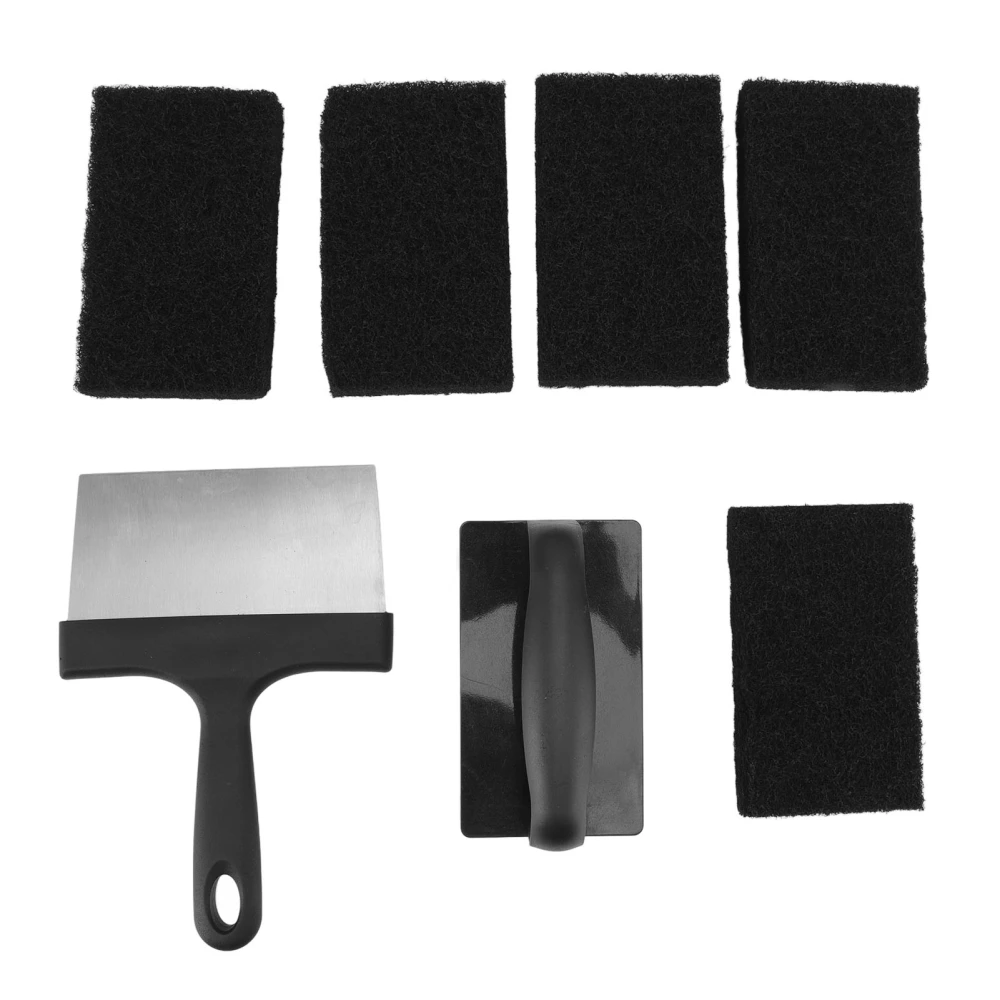 Barbecue Grill Griddle Cleaning Kit BBQ Grill Cleaner Set Includes Stainless Steel Scraper Brush Sponge Blocks