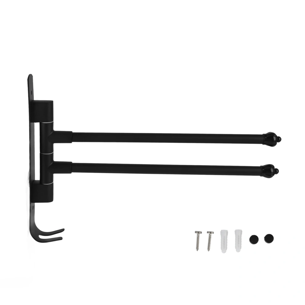 Stainless Steel Swivel Towel Hanger Holder Black Rotating Movable Towel Bar for Bathroom Wardrobe Kitchen2 Arms