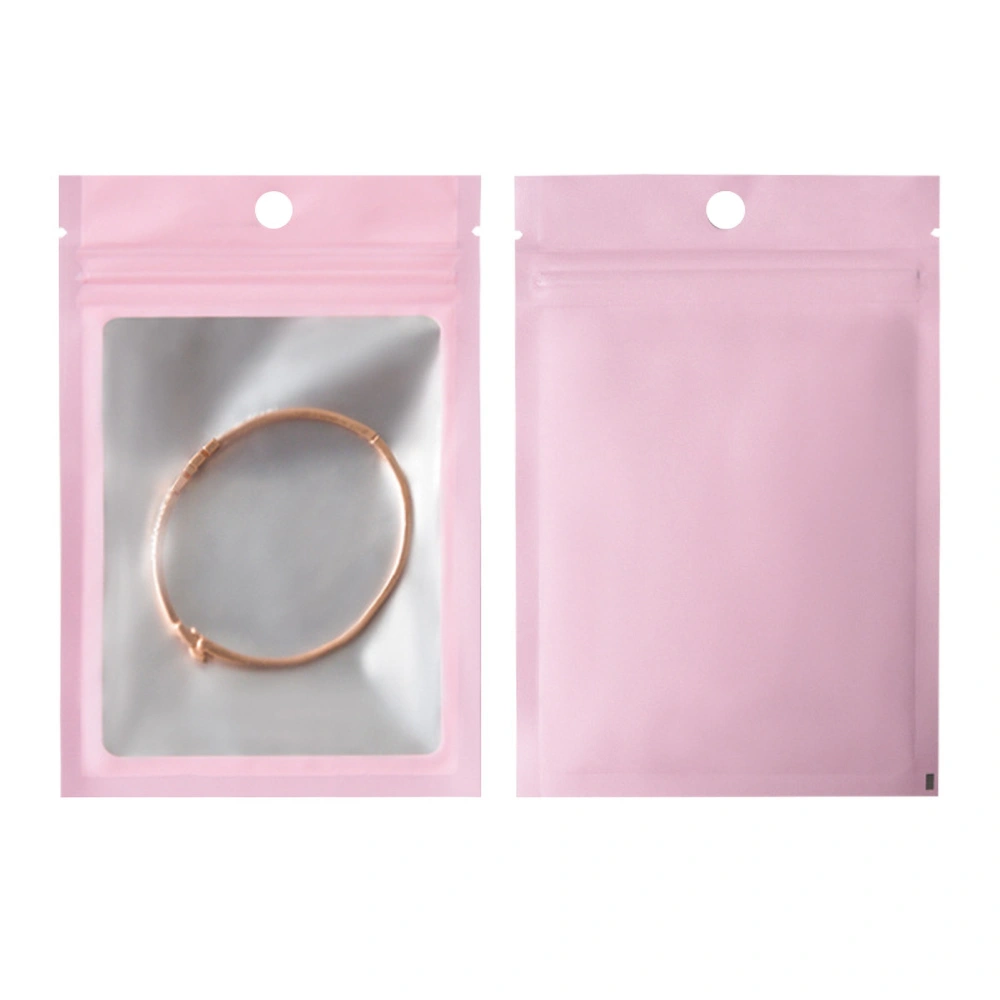 100Pcs Reclosable Bag Jewelry Food Packaging Bag Resealable Mini Clear Plastic Bags for Earring Necklace Food PackagingPink 12x18CM