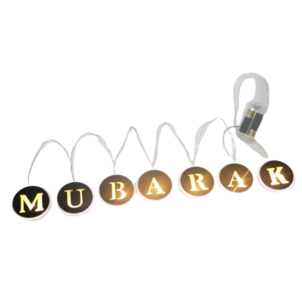 Ramadan LED String Light Decoration Wooden Hollow Letters Pendant for Ramadan Eid Mubarak Home Decor