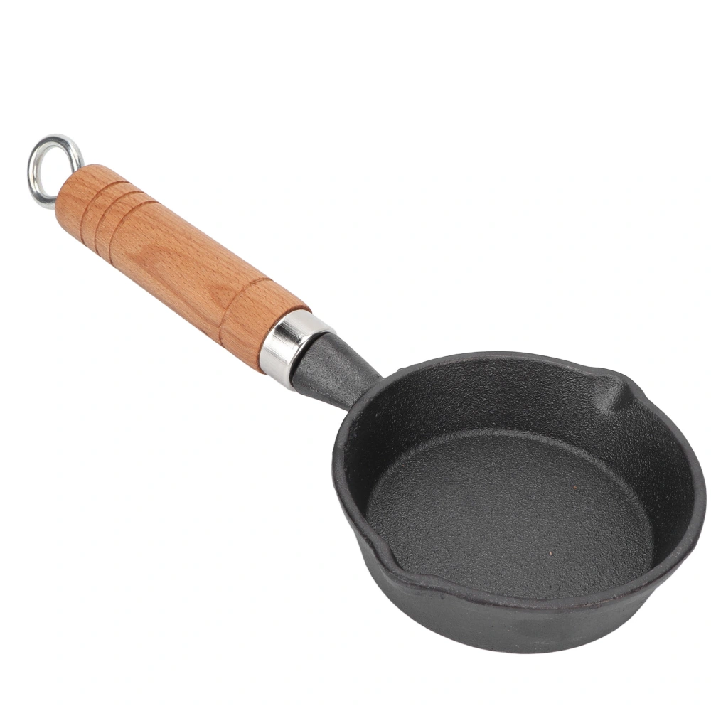 10CM Casting Iron Pan with Wood Handle Egg Frying Pan Mini Flat Bottomed Pancake Pan Kitchen Utensils