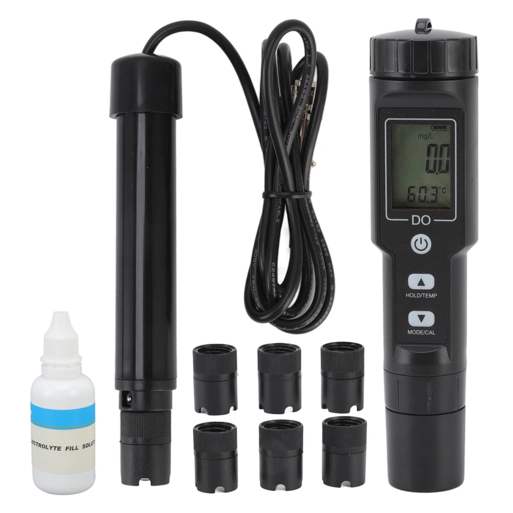 Dissolved Oxygen Meter Detachable Probe Digital Screen Display Dissolved Oxygen Sensor For Aquarium Experiment Research Without Backlit