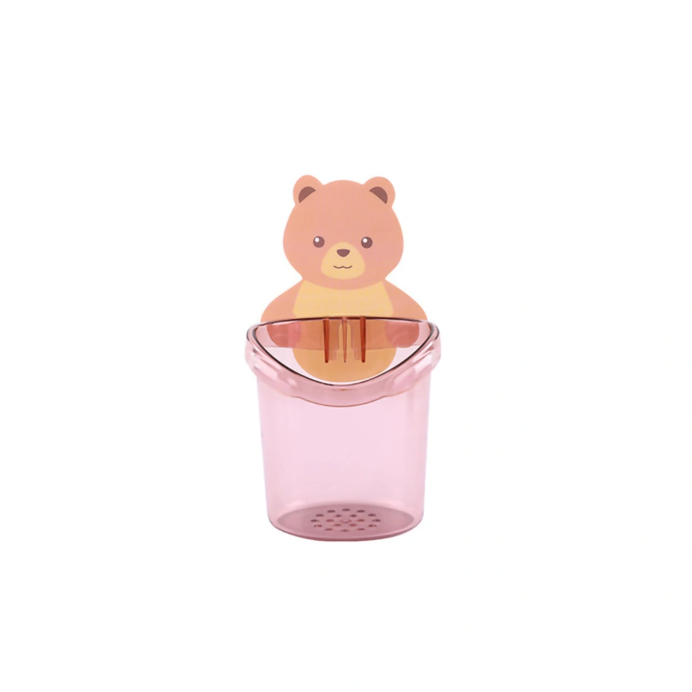 Bear Toothbrush Storage Cup Holder Wall Mounted Comb Storage Rack Bathroom Storage BoxPink